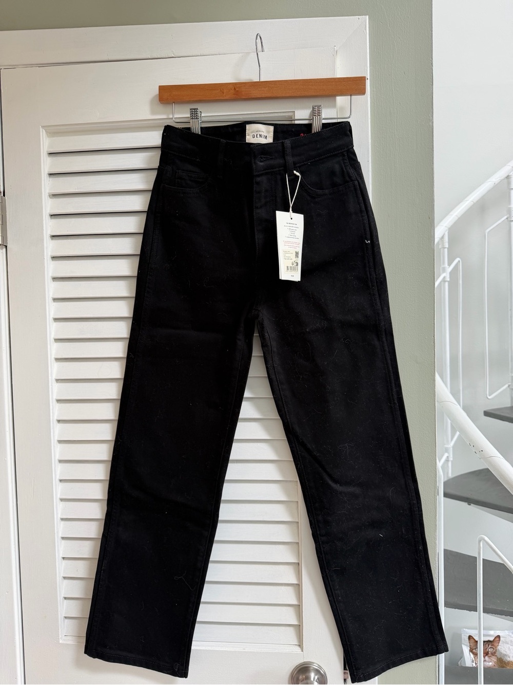 Sezane Black Tagged Straight-Leg Jeans